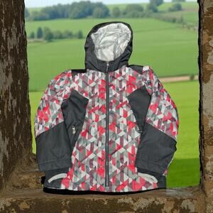 Lands End Kids Large 14/16 Squall Winter Jacket Hooded Insulated Geometric Coat